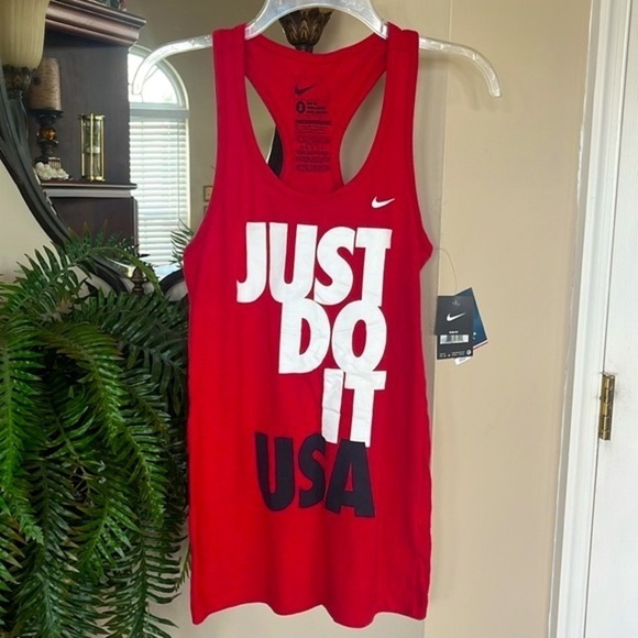 Brand New Nike Team USA Just Do It Red Racerback Tank Top Olympics Slim Fit - Picture 14 of 14